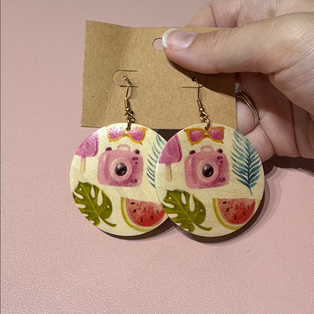 Summer Graphic Wooden Earrings